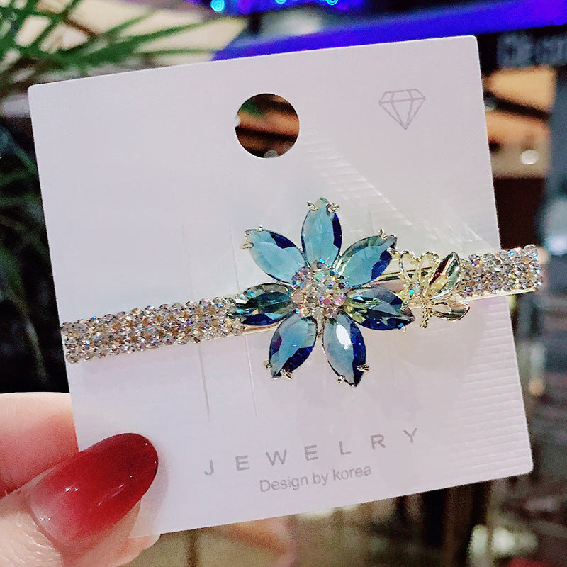 Crystal Alloy Zircon Electroplated Diamond Colored Hairpin