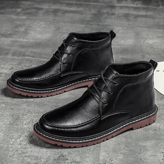 Men's Shoes High Top Leather Shoes and Short Boots