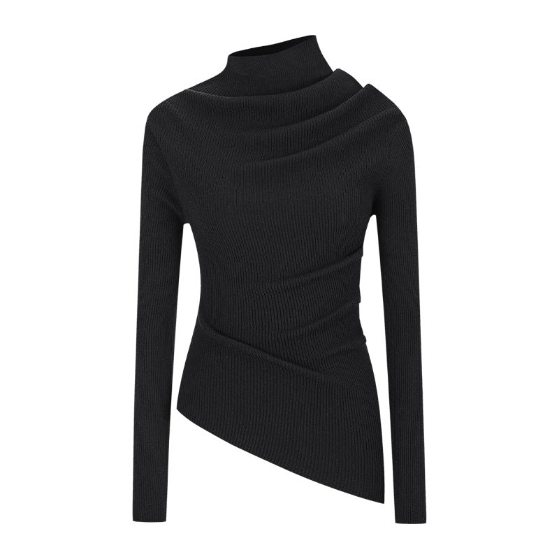 Sexy Off-the-Shoulder Long-Sleeve Knit Top For Women With A Slanted Neckline