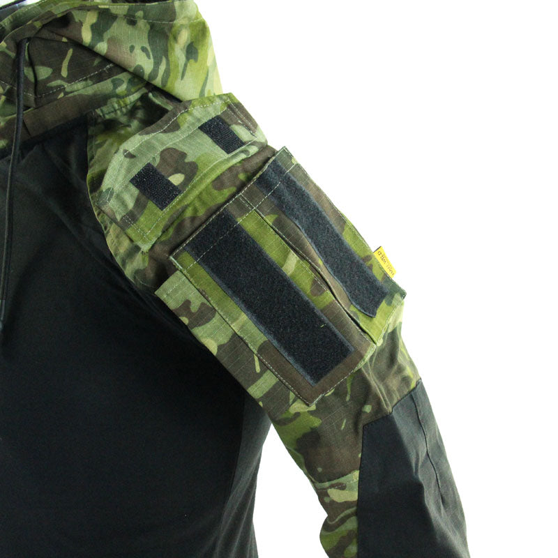 Detachable Hood With Zipper, CTP-style Long-sleeve Tactical Top