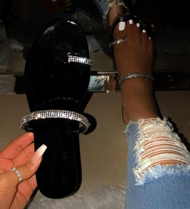 Diamant flade sandaler slippers