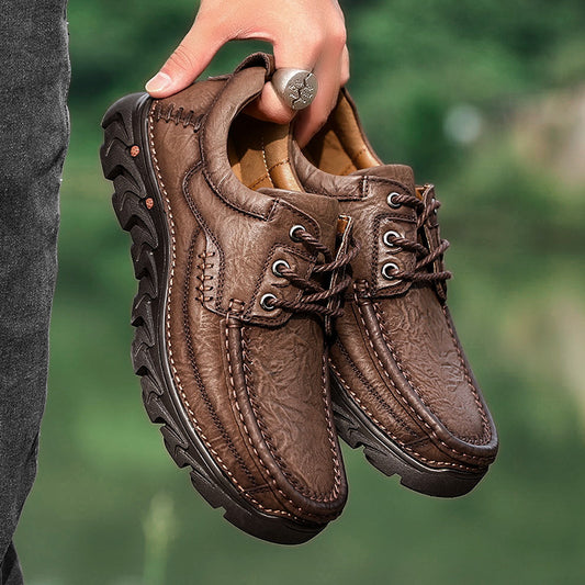 Suede Leather Lace-up Outdoor Casual Shoes Men's Big Toe Shoes