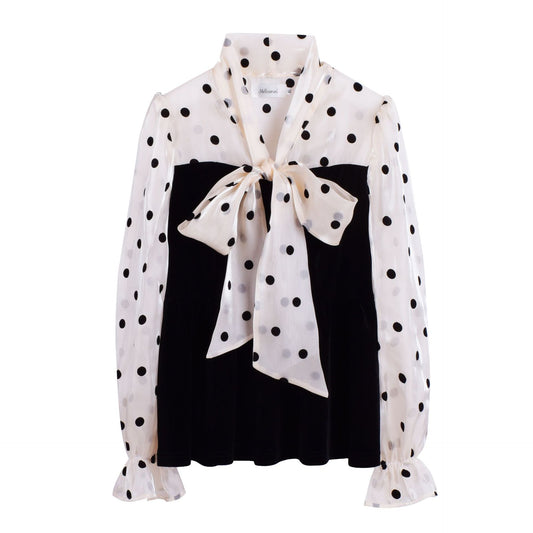 Polka Dot Stitching Lace-up Bow Dress