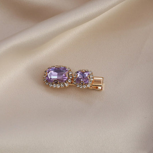 Vintage Sweet Purple Rhinestone Pearl Hairpin