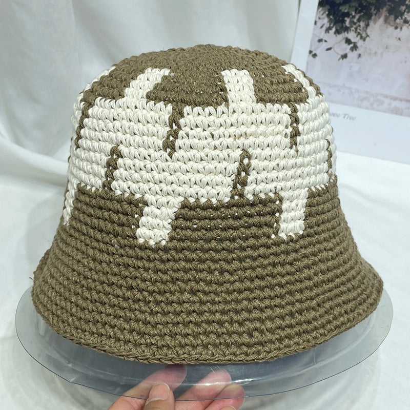 Ins Niche Street Knitted Contrast Color Bucket Hat