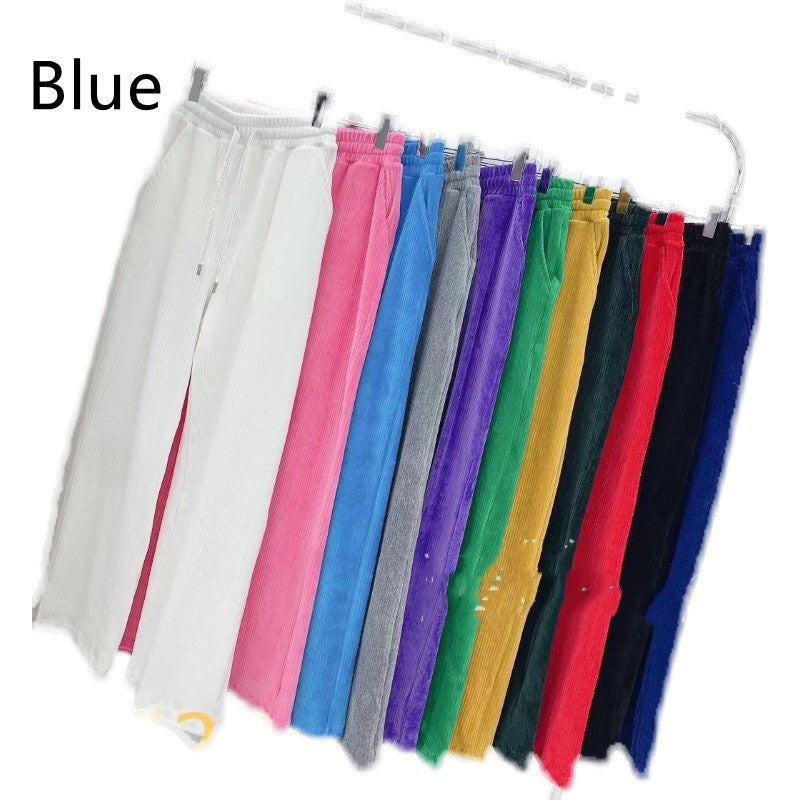 High Waist Thickened Corduroy Straight-leg Pants
