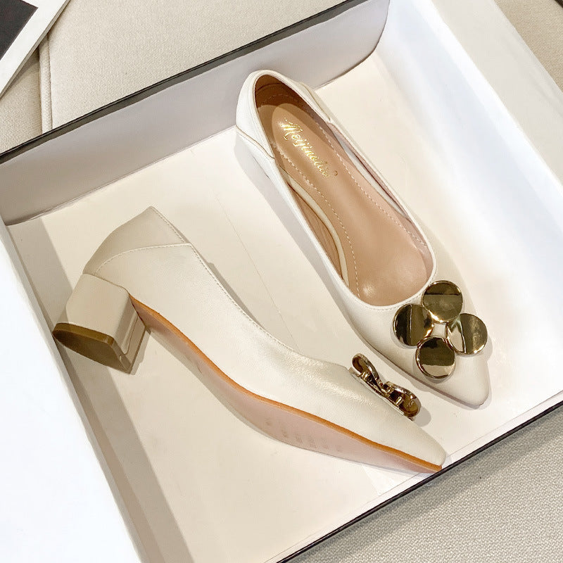 Women's Thick Heel Commuter Pointed Toe Shoes