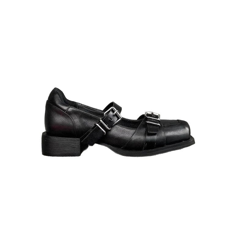 Women's Niche Round Toe Shallow Mouth Summer Leather Shoes
