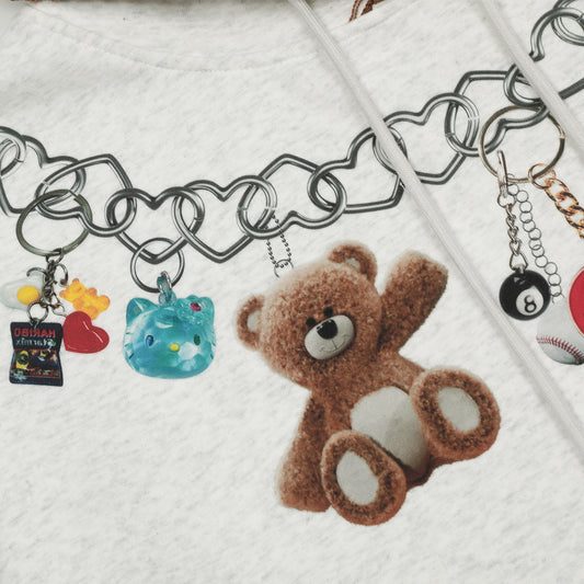 American Retro Couple Hoodie Idle Style Bear Printed Hoodie