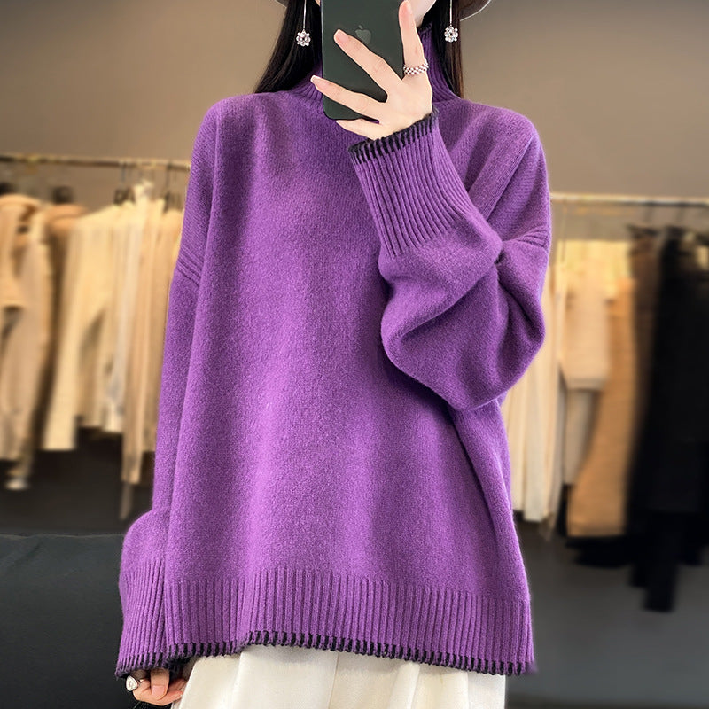 Loose And Idle Thickened Knitting High Collar Woolen Sweater