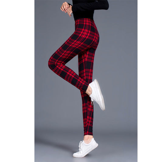 Ladies milk silk printed stretch slim leggings