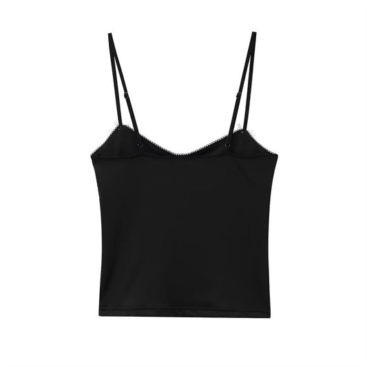 Women's Slim-fit Coffee Color Halter Spaghetti Straps Knitted Vest