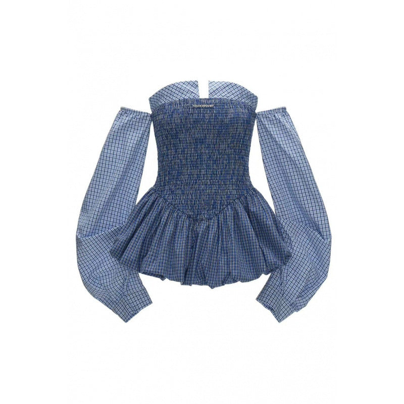 New Striped Ruched Tube-top Patchwork Dress