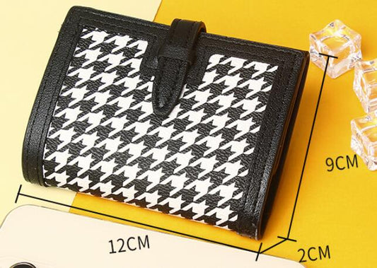 Women's Short Tri-fold Fashion Color Contrast Vintage Leather Wallet