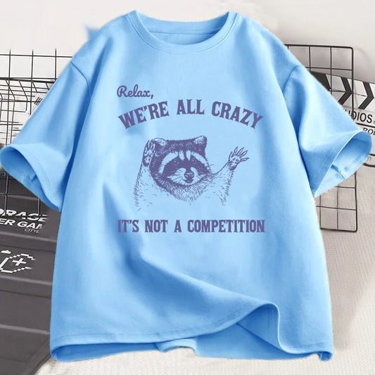 Summer Loose Short Sleeves T-shirt Men's And Women's Round Neck