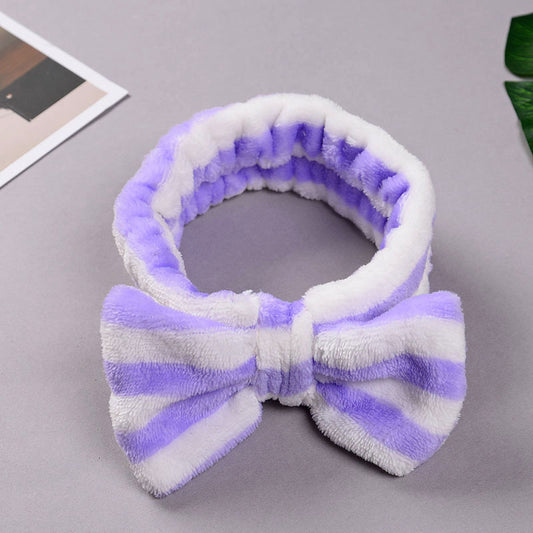 Striped headband with flannel bow