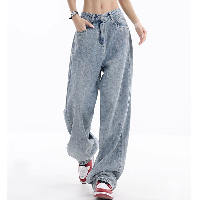 Spring And Autumn New Handmade Hot Drilling Washed Jeans