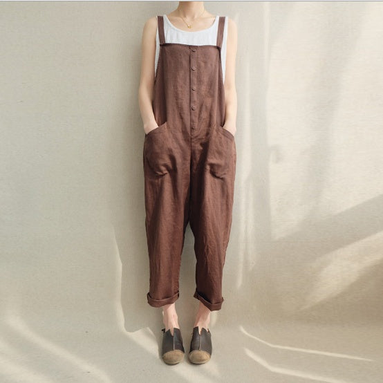 Pants casual pants cotton and linen breathable plus size overalls