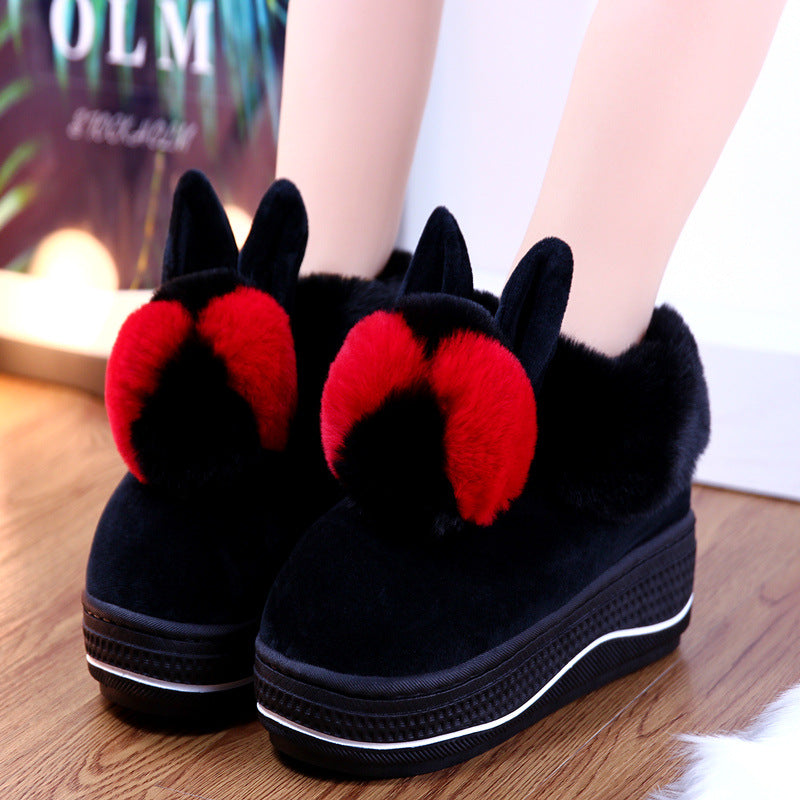 Thick-soled bag with high-heeled warm non-slip cotton slippers