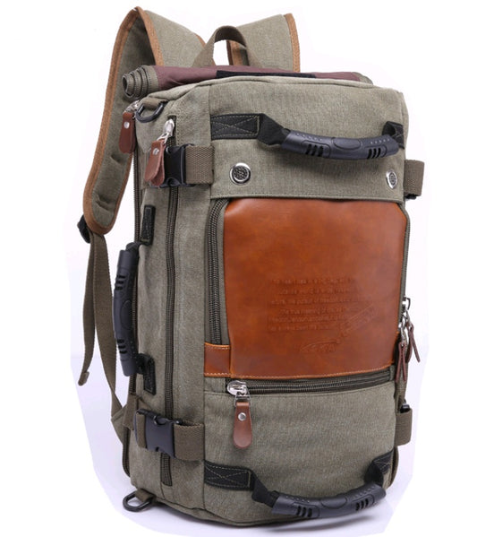 Large-capacity backpack canvas men's backpack multi-function shoulder computer backpack outdoor travel bag