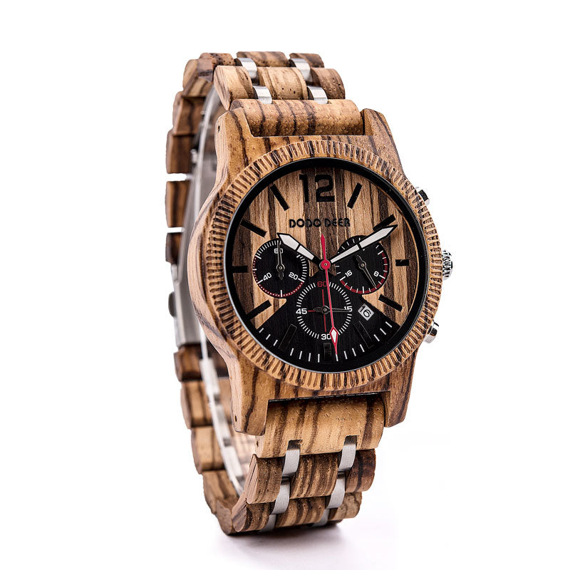 Men's casual wooden watch