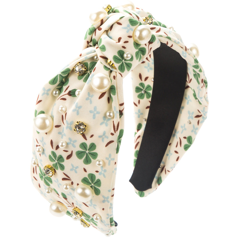Hair Band Floral Knotted Beads Rhinestones