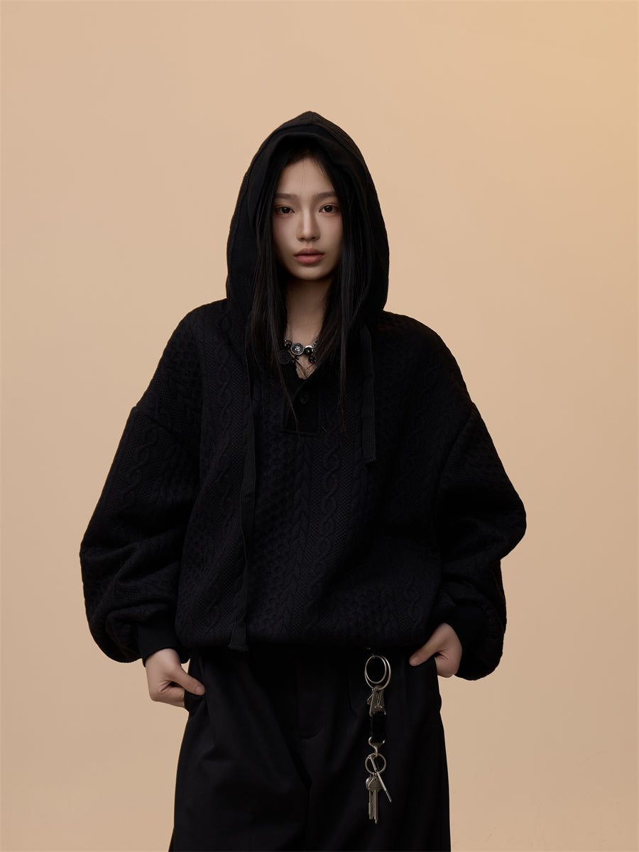 Retro Lazy Twist College Style Hooded Sweater
