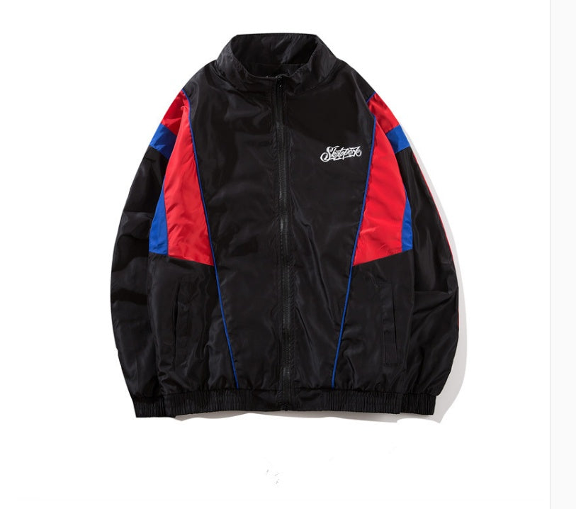 Contrast color stitching windbreaker men's thin trend hip hop jacket men's tide brand hiphop jacket