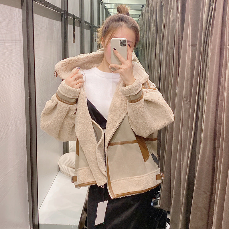 Veste zippée simple avec coutures pour femme