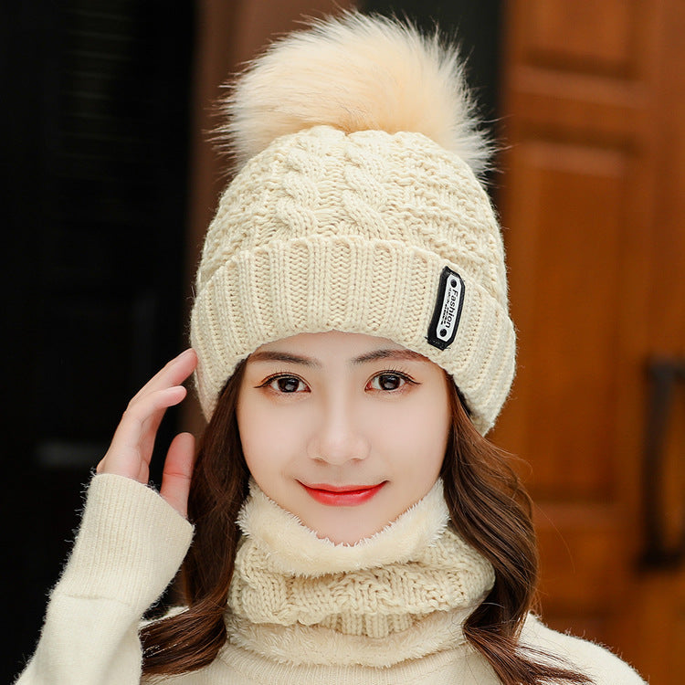 Fleece Knitted Hat Twist Wool One Size
