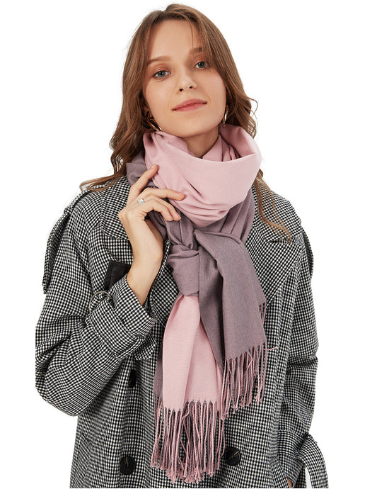 Korean double-sided faux cashmere shawl