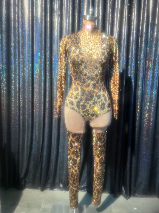 Rhinestone Tights Performance Costumes