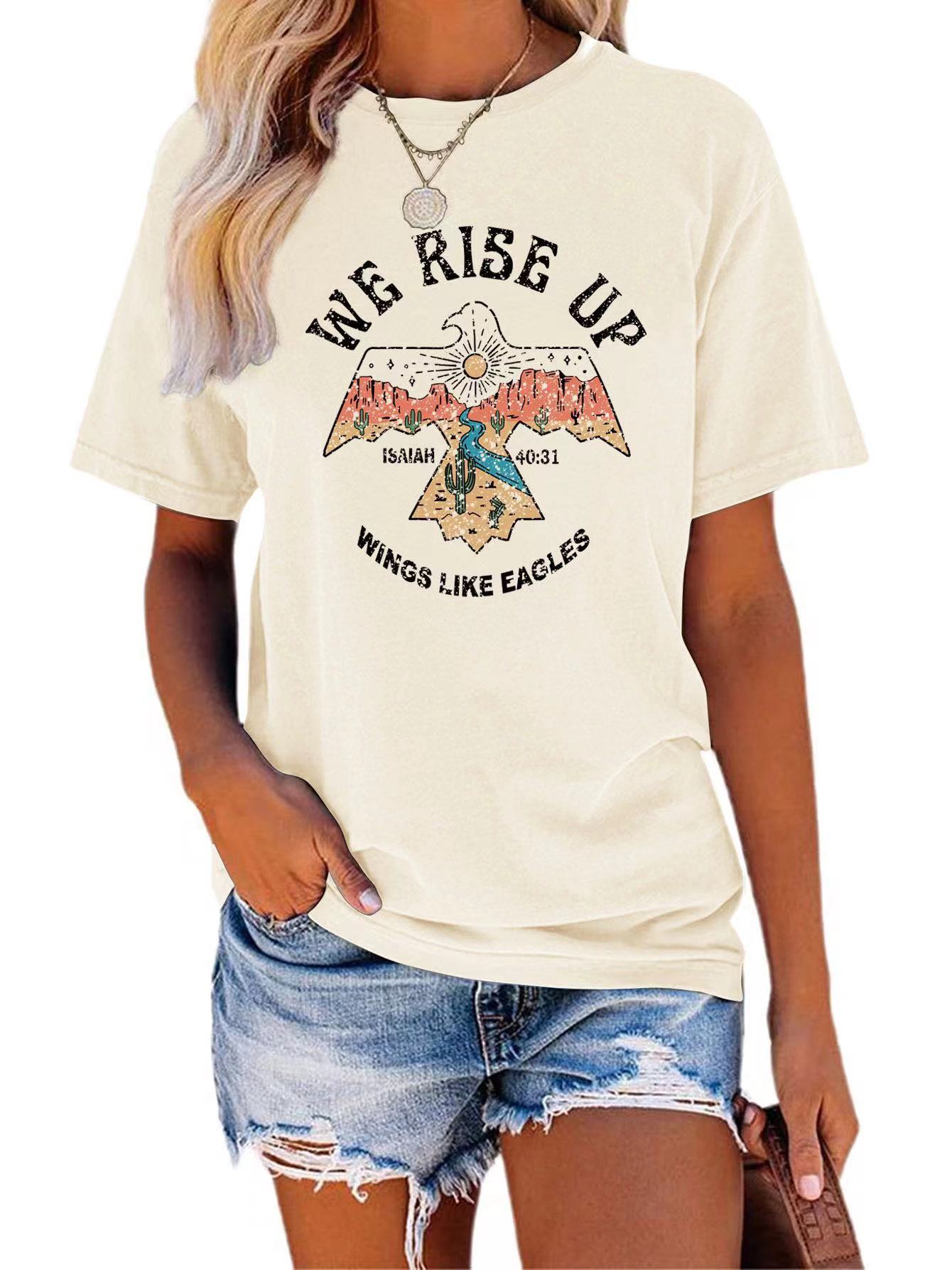 WE RISE UP Bogstavprint T-shirt Kortærmet til kvinder
