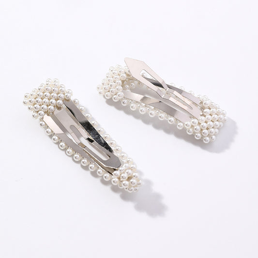 Pearl hairpin simple and practical personality triangle side clip