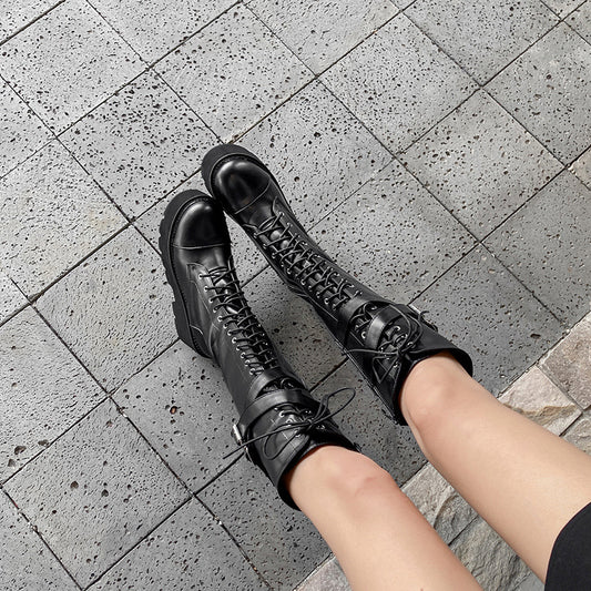 Platform Slope Heel Zipper High Heel Boots Women's Boots