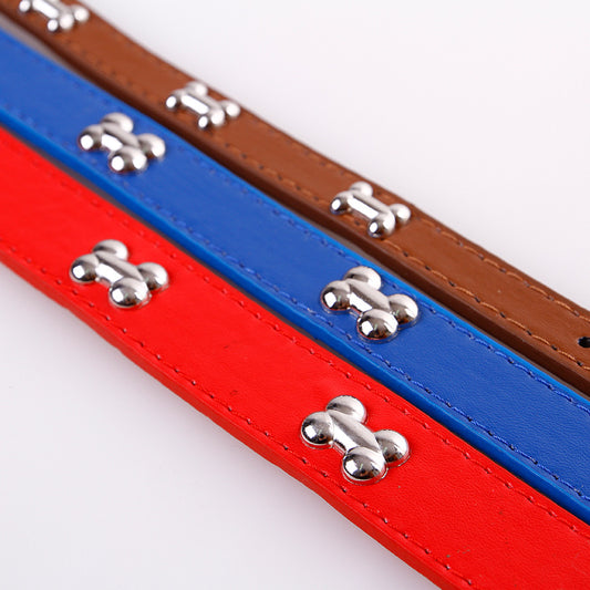 Pet dog cat leather collar