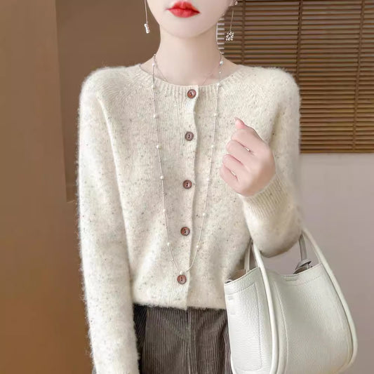 Women's Pure Wool Sweater Loose Round Neck Fashion Coat