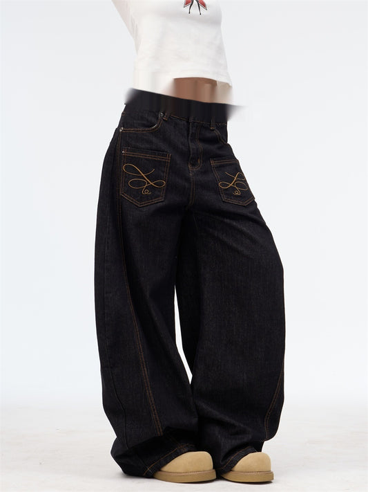 American High Street Inside-out Wear Pocket Embroidered Jeans