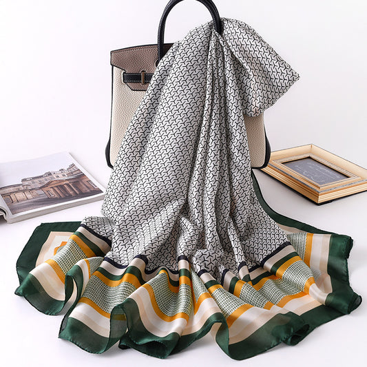 Faux Silk Letters Air Conditioning Shawl Oversized Beach Towel