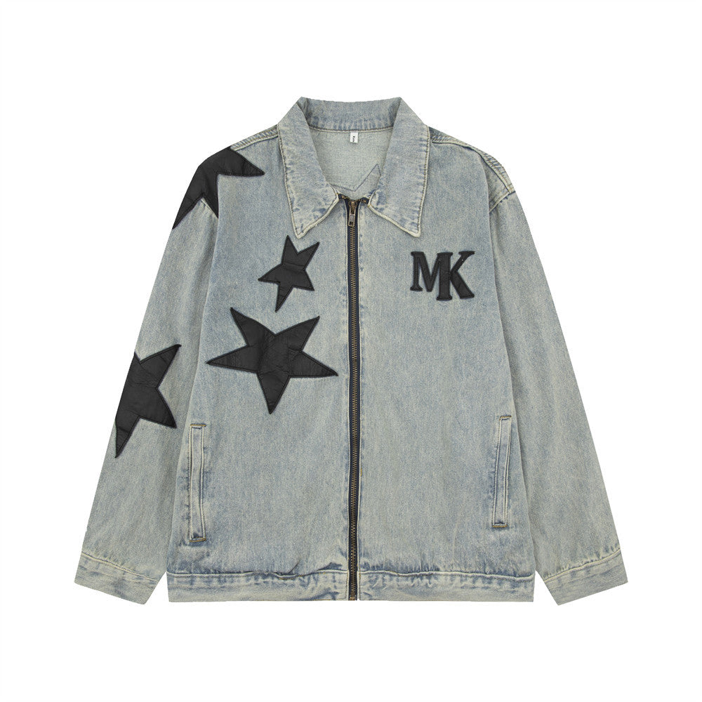 Men's Spring And Autumn Trends High Street Design Loose Lapels Zipper Jacket