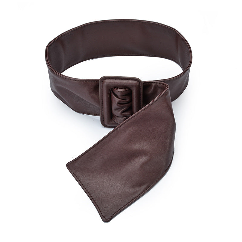 Women's Soft Wide Girdle Decorative Belt Leather Bag Buckle Skirt