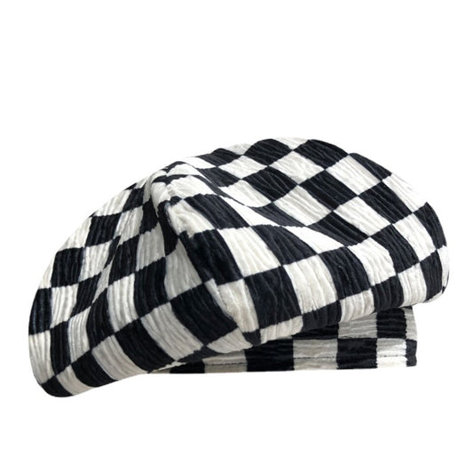 Versatile Retro Checkerboard Beret Female