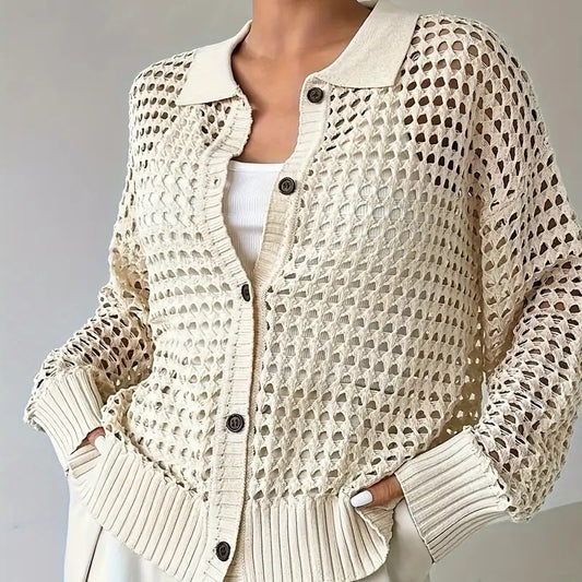 Hul Enkeltradet Revers Oversized Strikket Cardigan