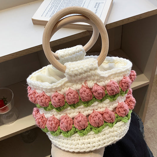 Premium Texture Female Versatile Tide Knitted Woven Bag