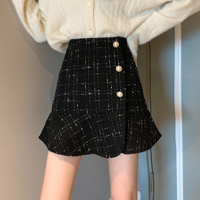 Thin a-line bag hip skirt ruffled fishtail skirt
