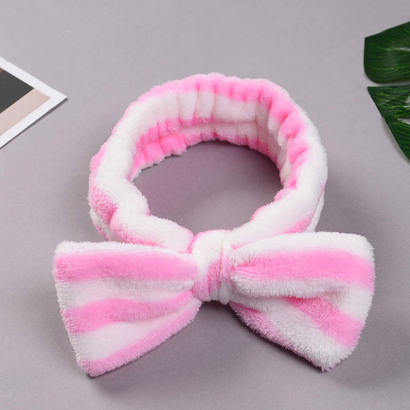 Striped headband with flannel bow