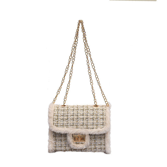 Small Square Woolen Crossbody Bag