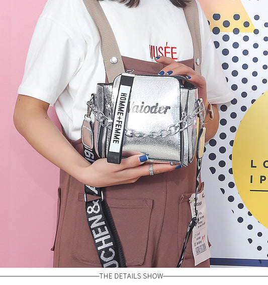 Korean style colorful laser broadband bucket bag