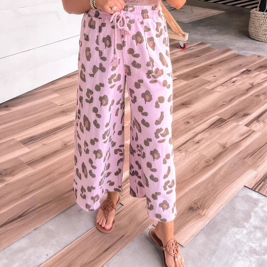 Personality Trend Leopard Print Floral Print Casual Jumpsuit