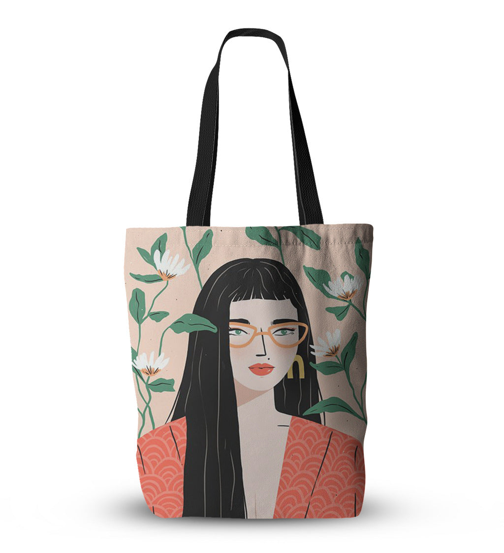 New oil painting girl canvas bag